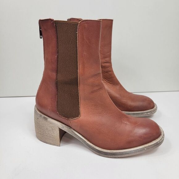 Free People Collection Essential Chelsea Boots Whiskey Brown Leather Size 7.5 - Picture 3 of 12
